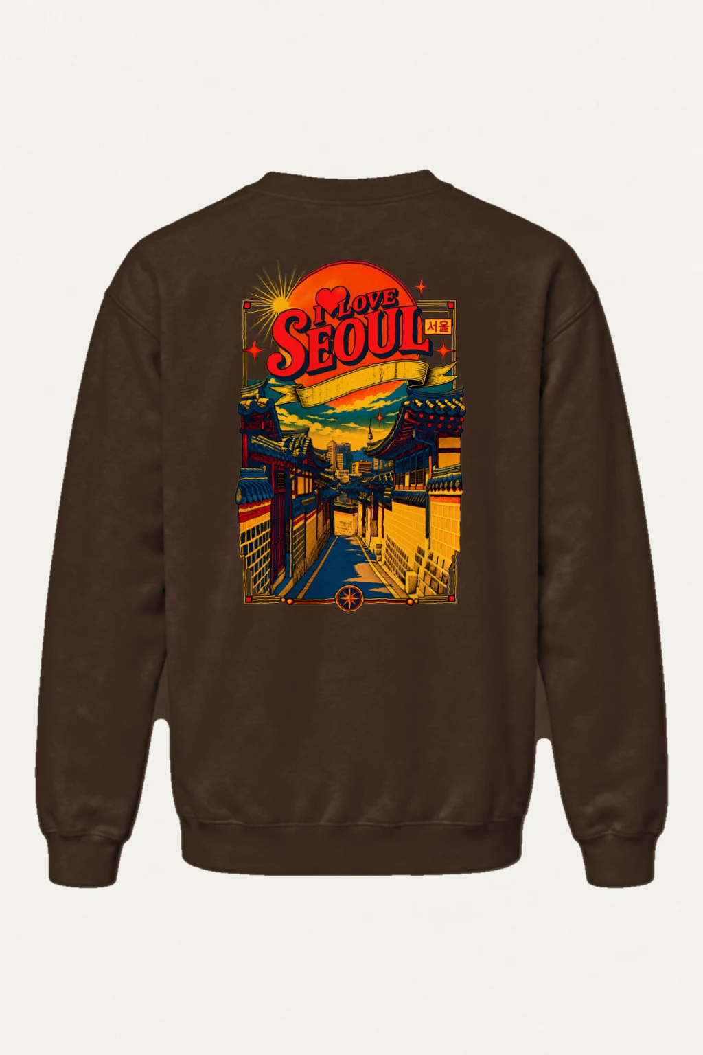 "Hanok Skyline" Heavy Blend Unisex Crewneck Sweatshirt | Gildan 18000