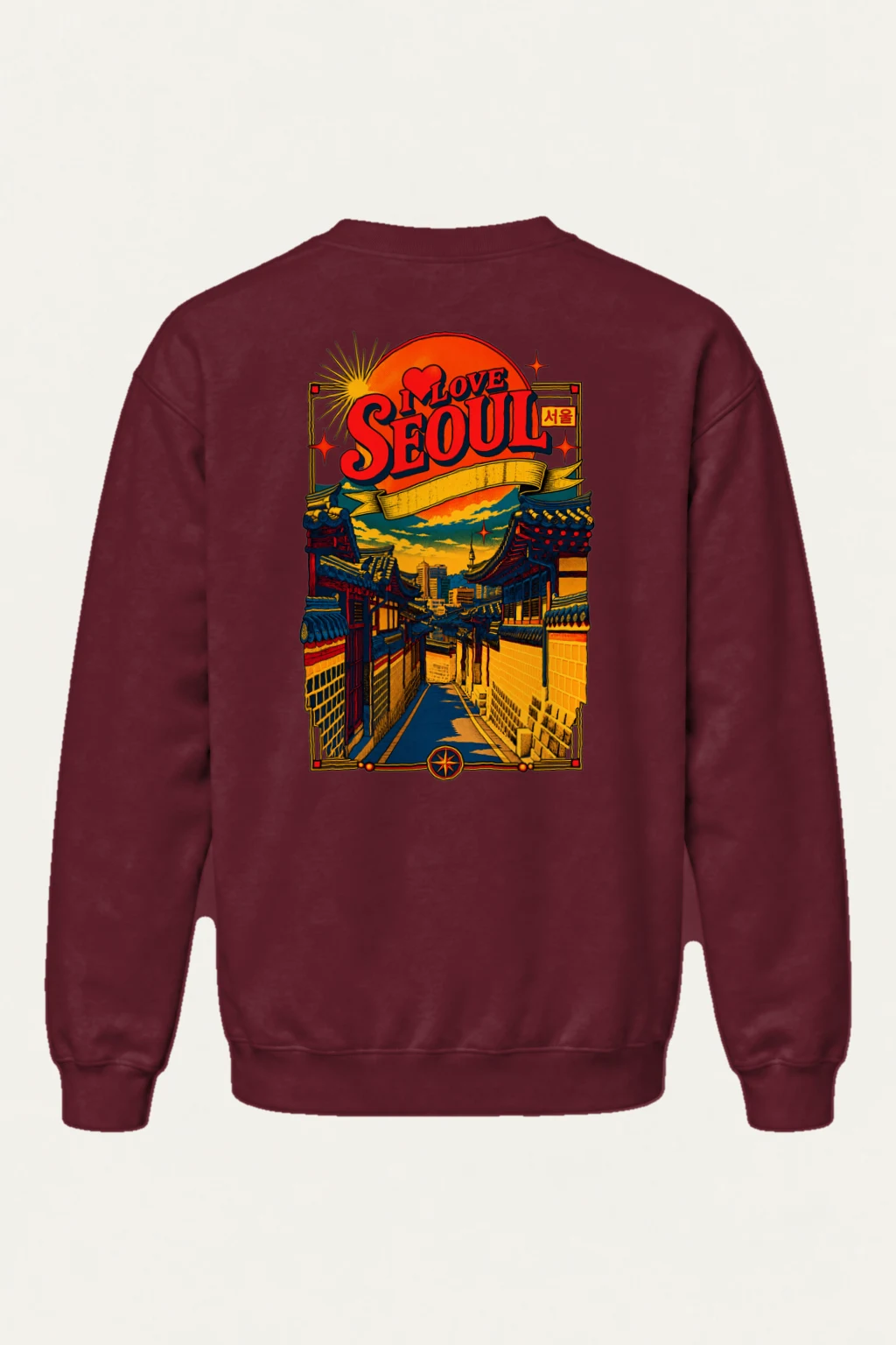 "Hanok Skyline" Heavy Blend Unisex Crewneck Sweatshirt | Gildan 18000