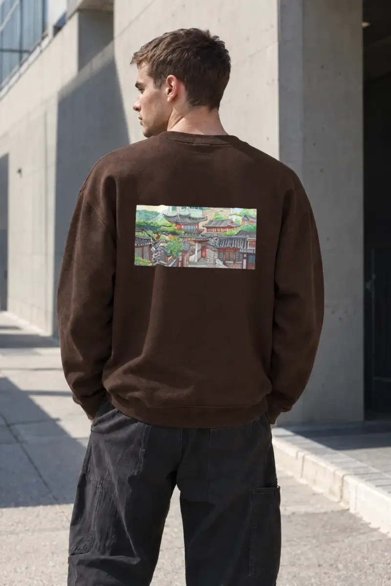 “Hanok Village” Heavy Blend Unisex Crewneck Sweatshirt | Gildan 18000