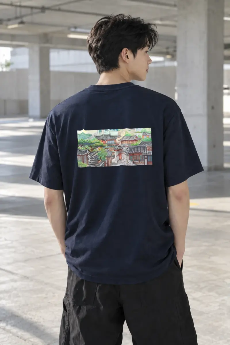 “Hanok Village” Heavyweight Unisex Crewneck T-shirt | Gildan 5000