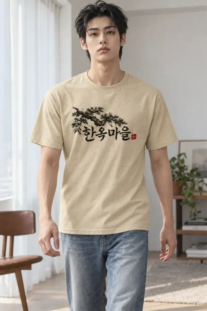 "Hanok Village Pine" Heavyweight Unisex Crewneck T-shirt
