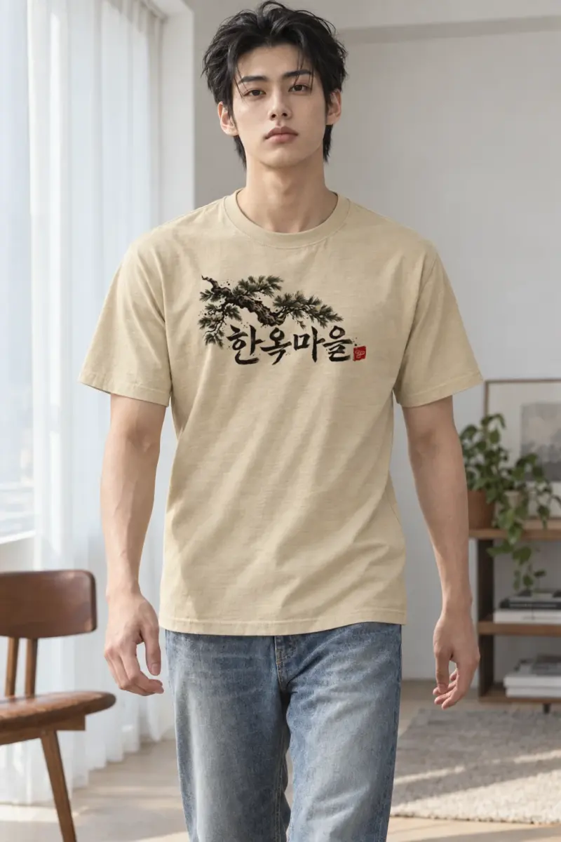 "Hanok Village Pine" Heavyweight Unisex Crewneck T-shirt