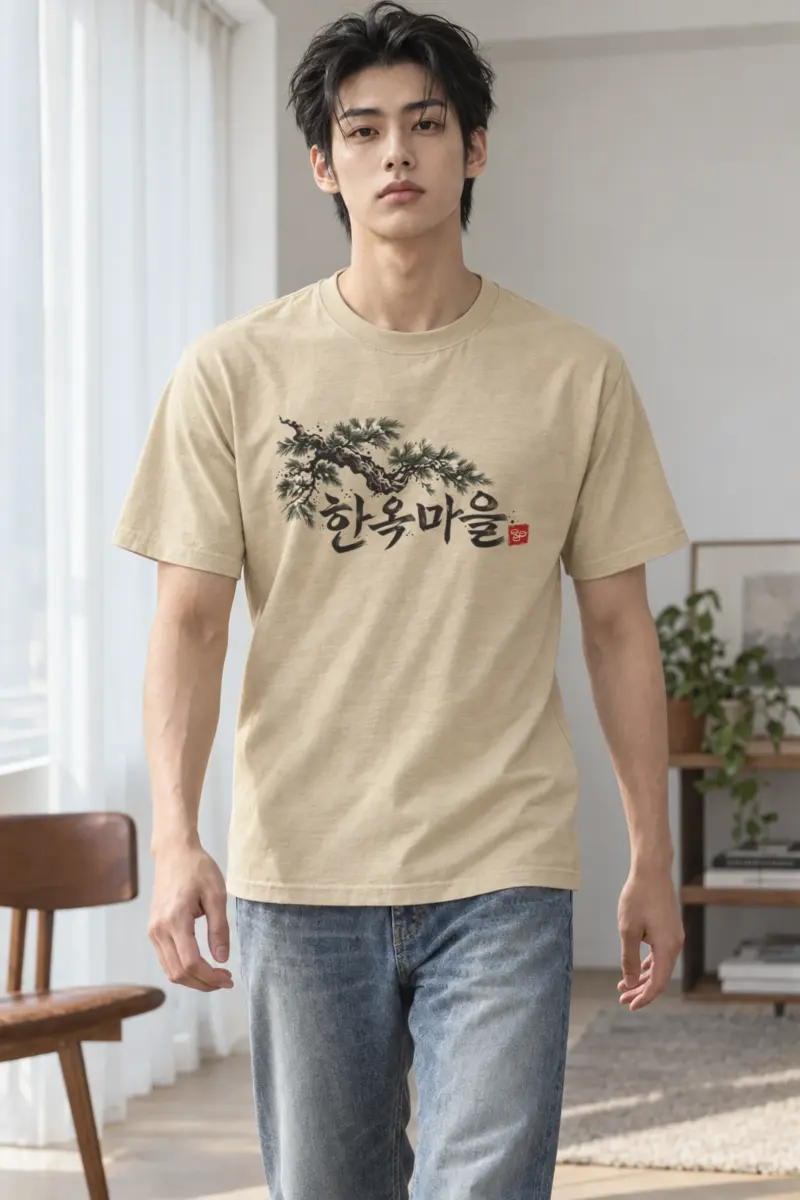 "Hanok Village Pine" Heavyweight Unisex Crewneck T-shirt
