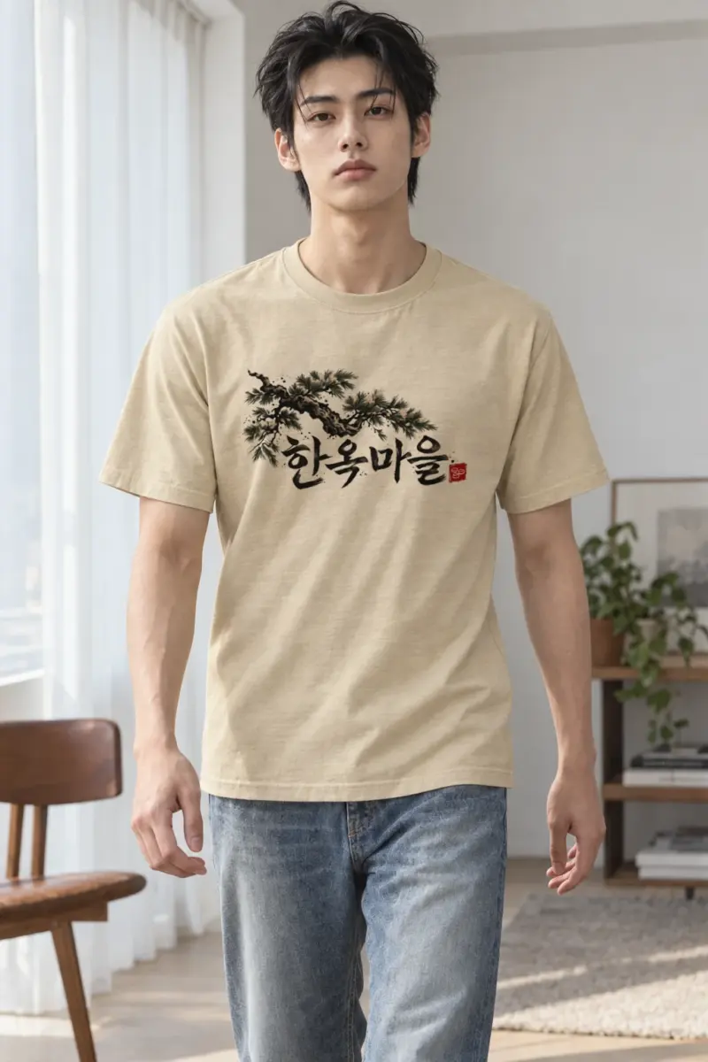 "Hanok Village Pine" Heavyweight Unisex Crewneck T-shirt