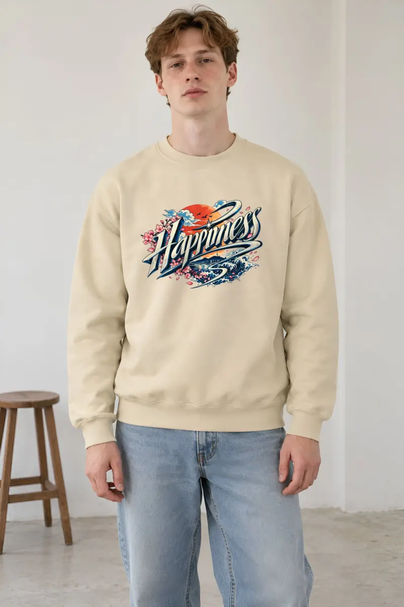 "Sunset Happiness Script" Heavy Blend Unisex Crewneck Sweatshirt