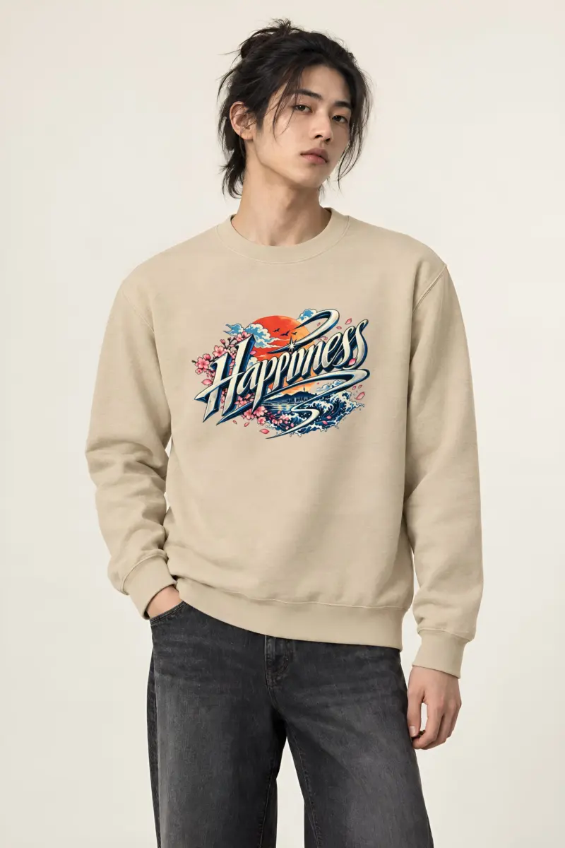 "Sunset Happiness Script" Heavy Blend Unisex Crewneck Sweatshirt