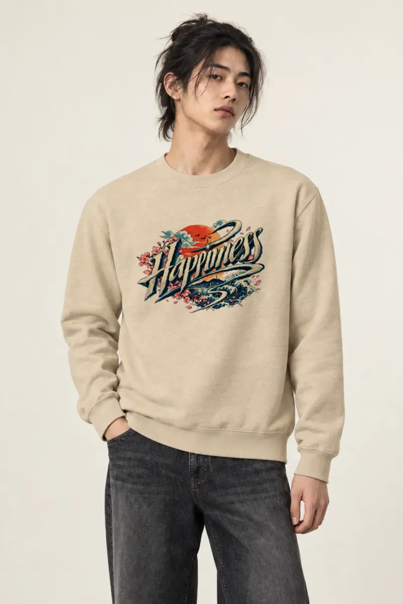 "Sunset Happiness Script" Heavy Blend Unisex Crewneck Sweatshirt