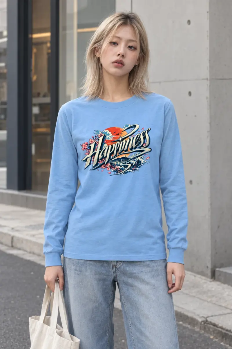 "Sunset Happiness Script" Unisex Longsleeve T-shirt