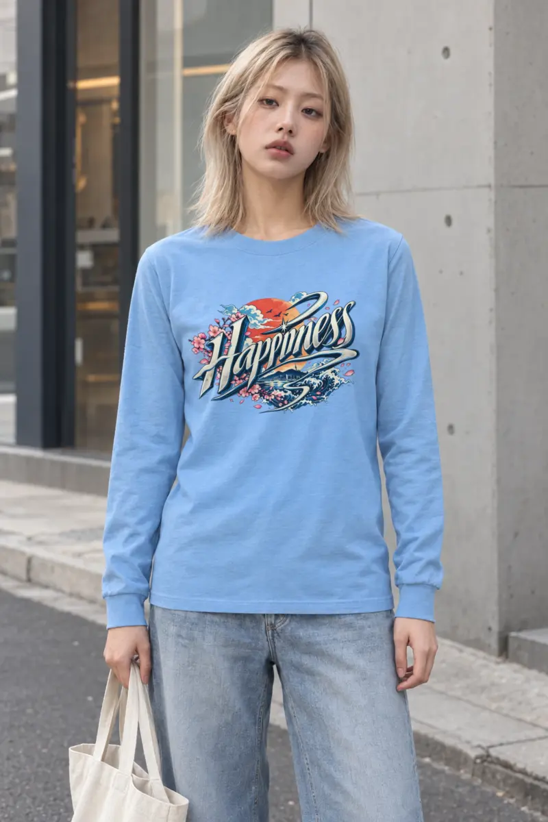 "Sunset Happiness Script" Unisex Longsleeve T-shirt