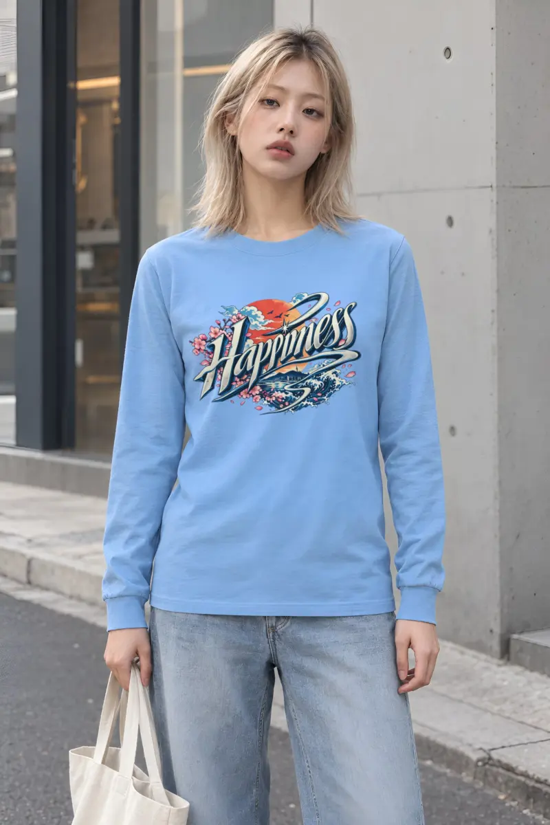 "Sunset Happiness Script" Unisex Longsleeve T-shirt