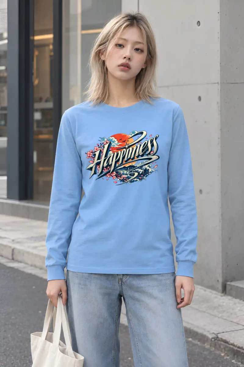 "Sunset Happiness Script" Unisex Longsleeve T-shirt