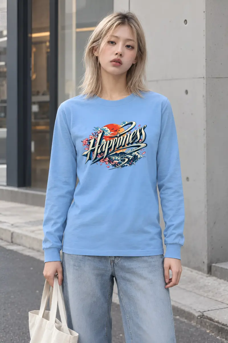 "Sunset Happiness Script" Unisex Longsleeve T-shirt