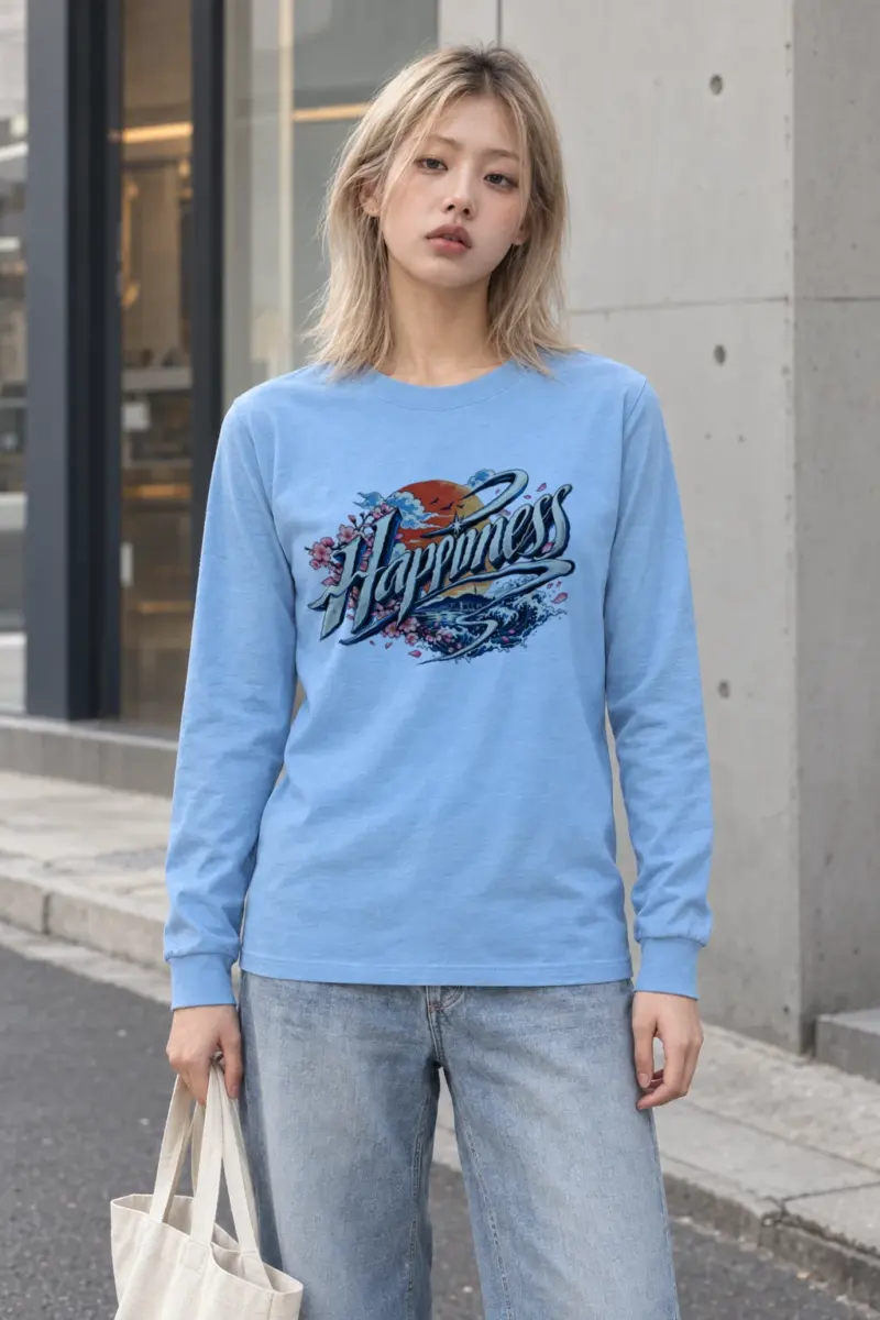"Sunset Happiness Script" Unisex Longsleeve T-shirt
