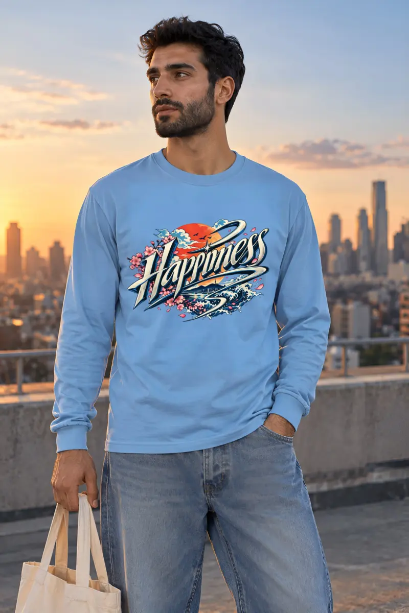 "Sunset Happiness Script" Unisex Longsleeve T-shirt