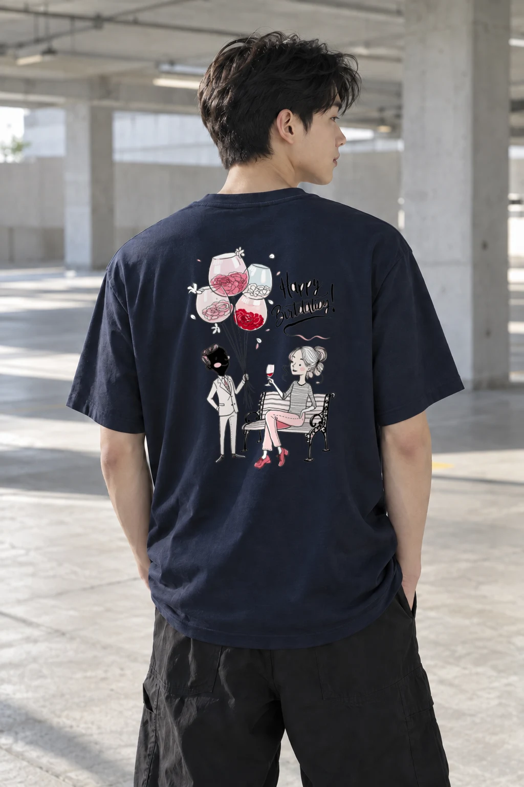 "Happy Birthday Balloons" Heavyweight Unisex Crewneck T-shirt | Gildan 5000