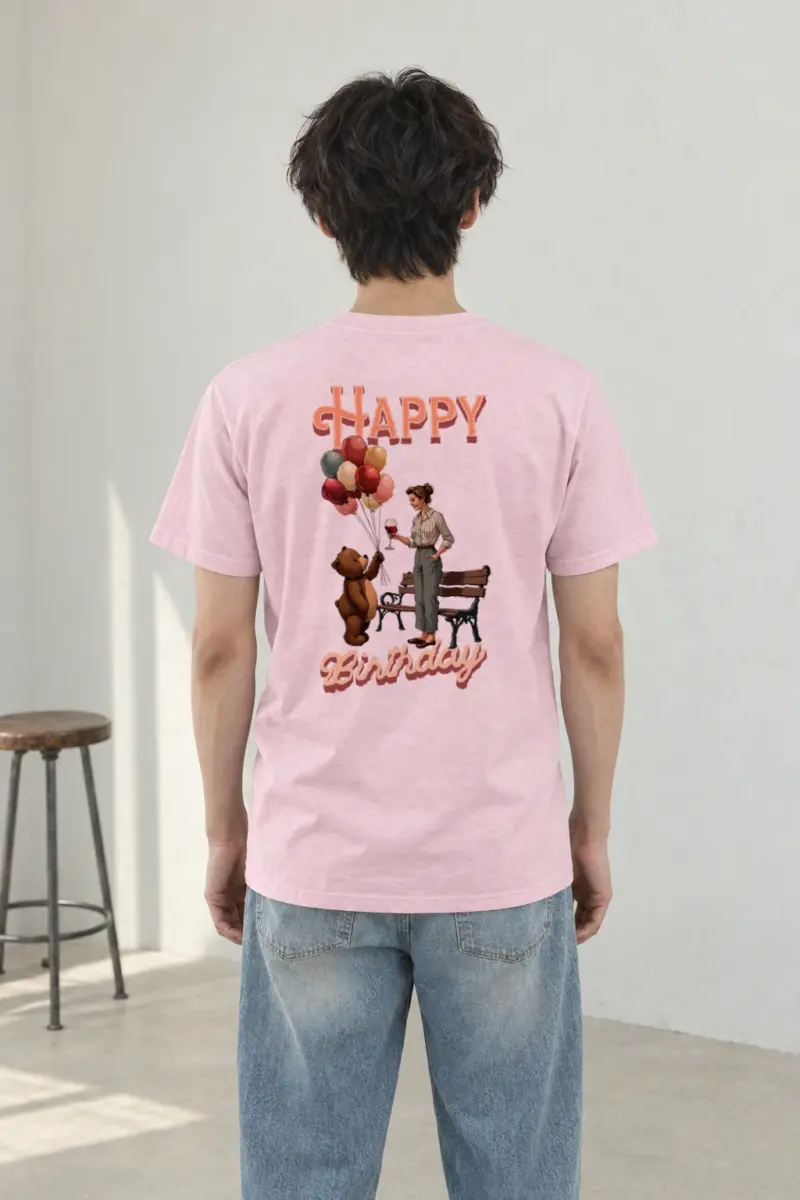 "Happy Birthday Bear" Heavyweight Unisex Crewneck T-shirt | Gildan 5000