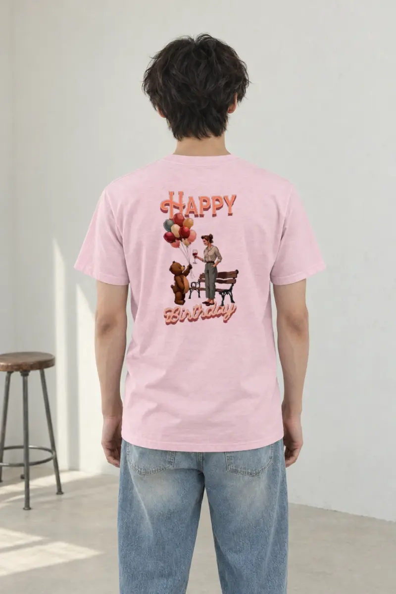 "Happy Birthday Bear" Heavyweight Unisex Crewneck T-shirt