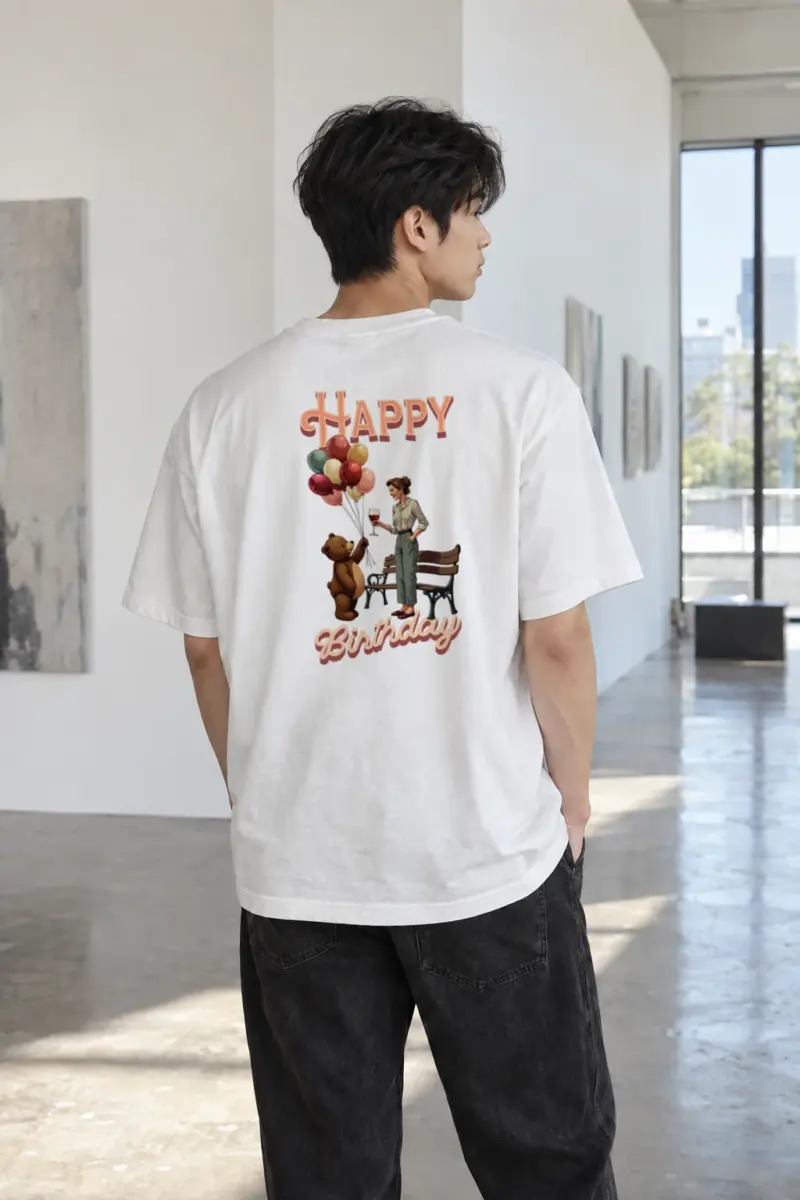 “Happy Birthday Bear” Heavyweight Unisex Crewneck T-shirt | Gildan 5000