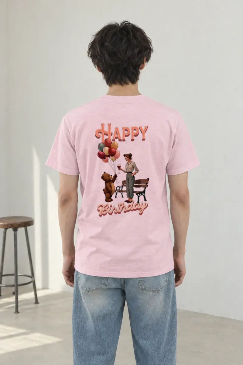 "Happy Birthday Bear" Heavyweight Unisex Crewneck T-shirt