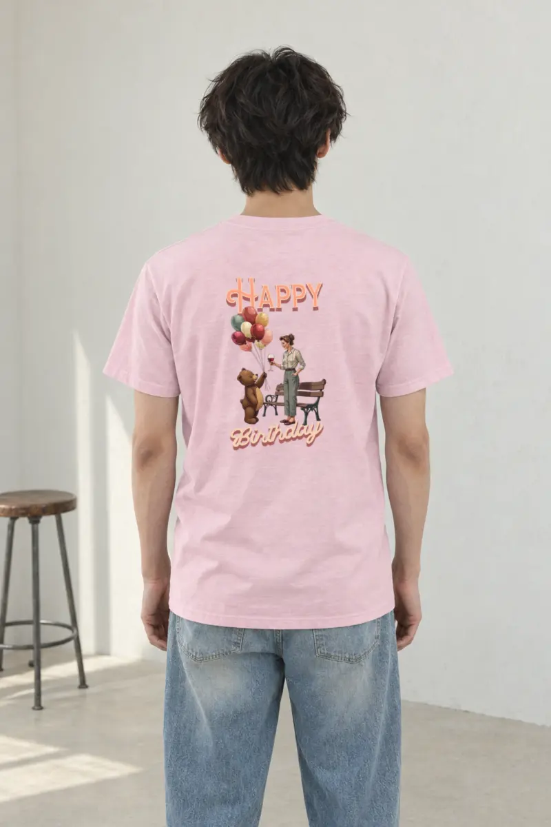"Happy Birthday Bear" Heavyweight Unisex Crewneck T-shirt