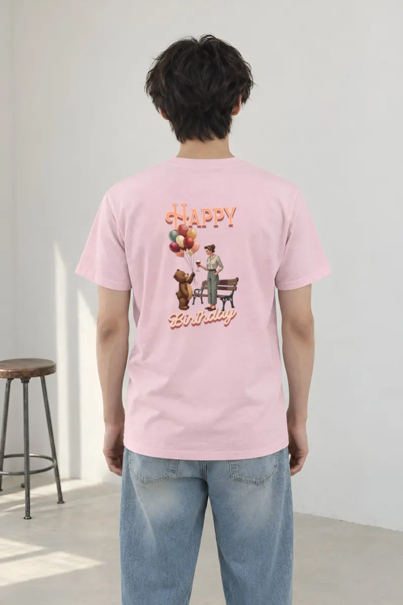 "Happy Birthday Bear" Heavyweight Unisex Crewneck T-shirt