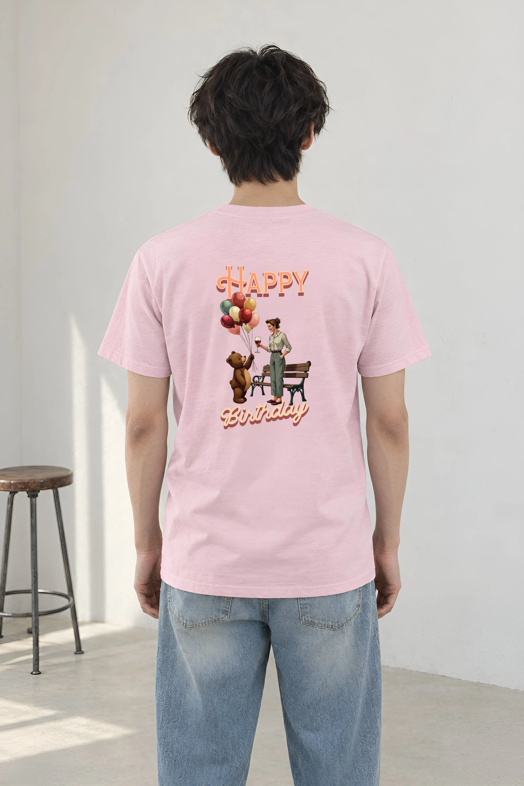 "Happy Birthday Bear" Heavyweight Unisex Crewneck T-shirt