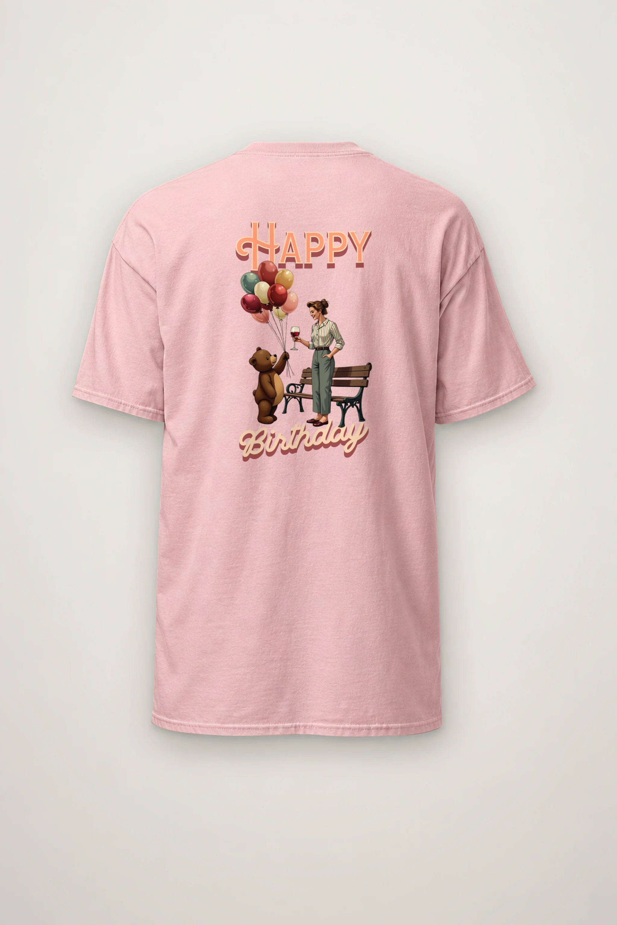 "Happy Birthday Bear" Heavyweight Unisex Crewneck T-shirt