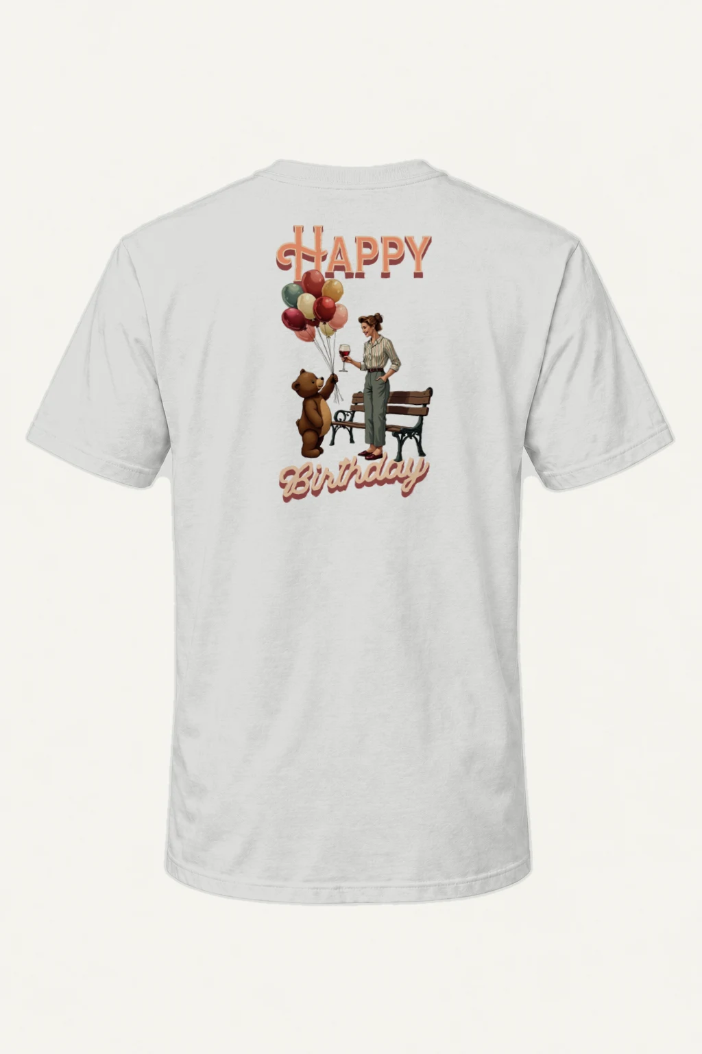 "Happy Birthday Bear" Heavyweight Unisex Crewneck T-shirt | Gildan 5000