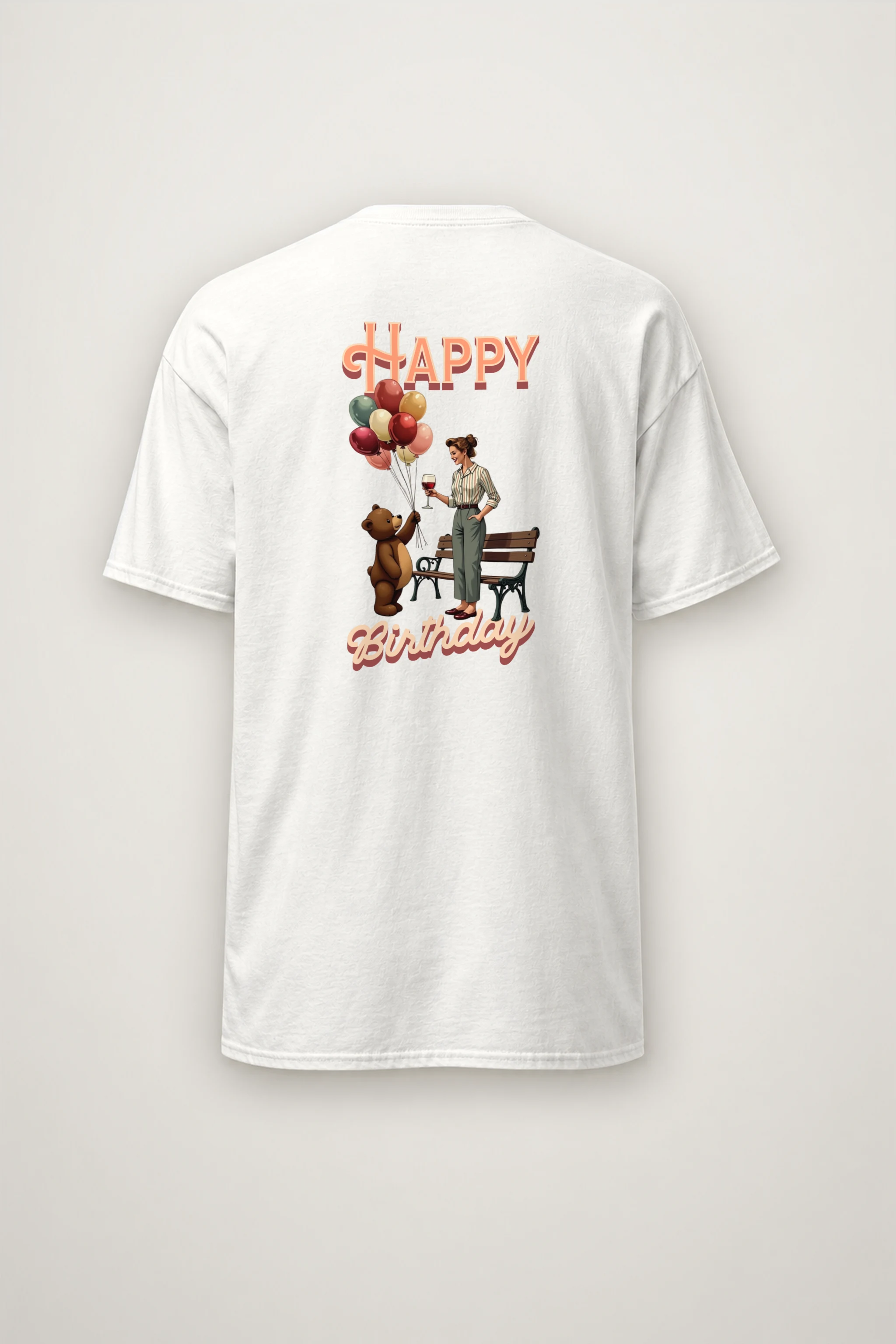"Happy Birthday Bear" Heavyweight Unisex Crewneck T-shirt