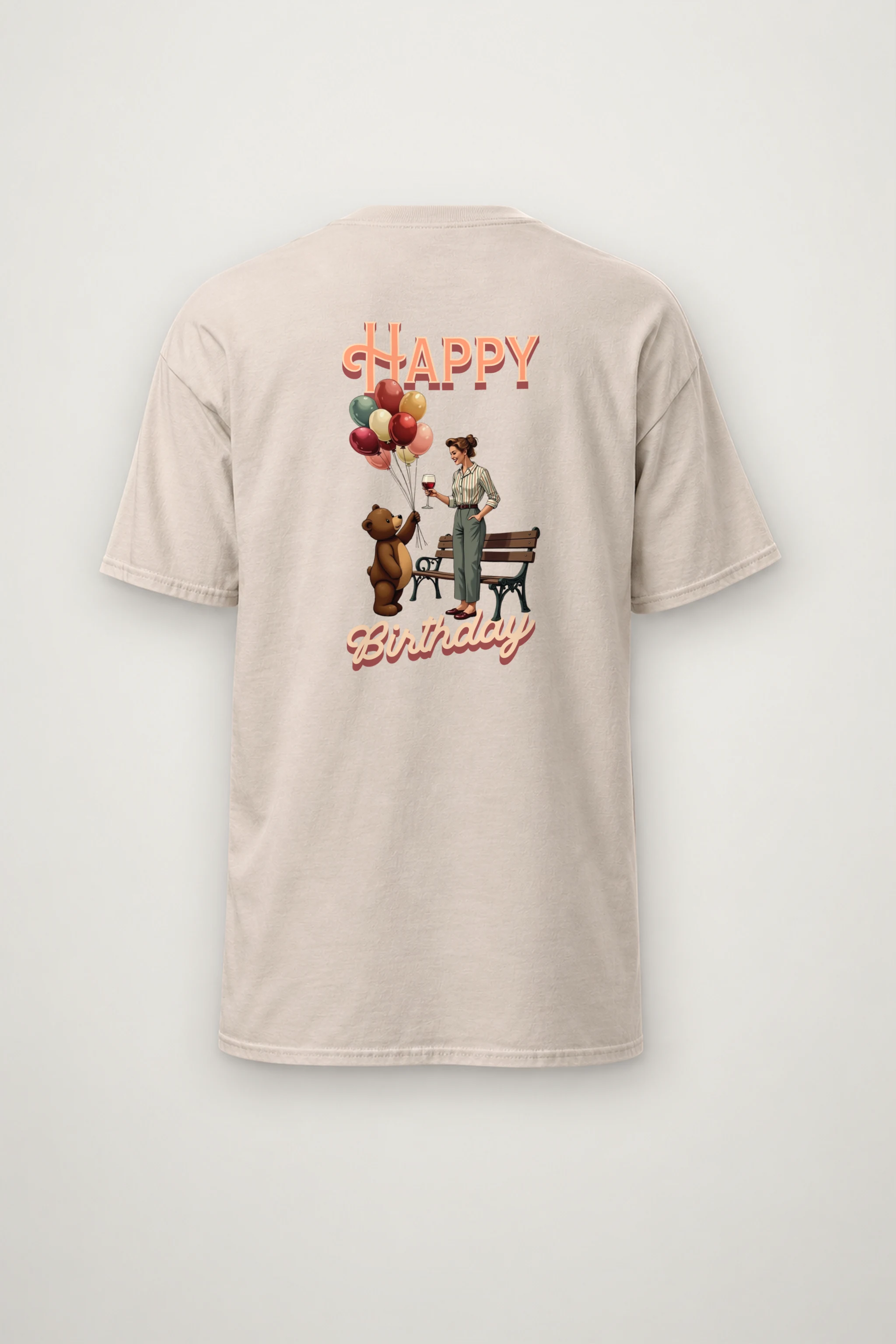 "Happy Birthday Bear" Heavyweight Unisex Crewneck T-shirt