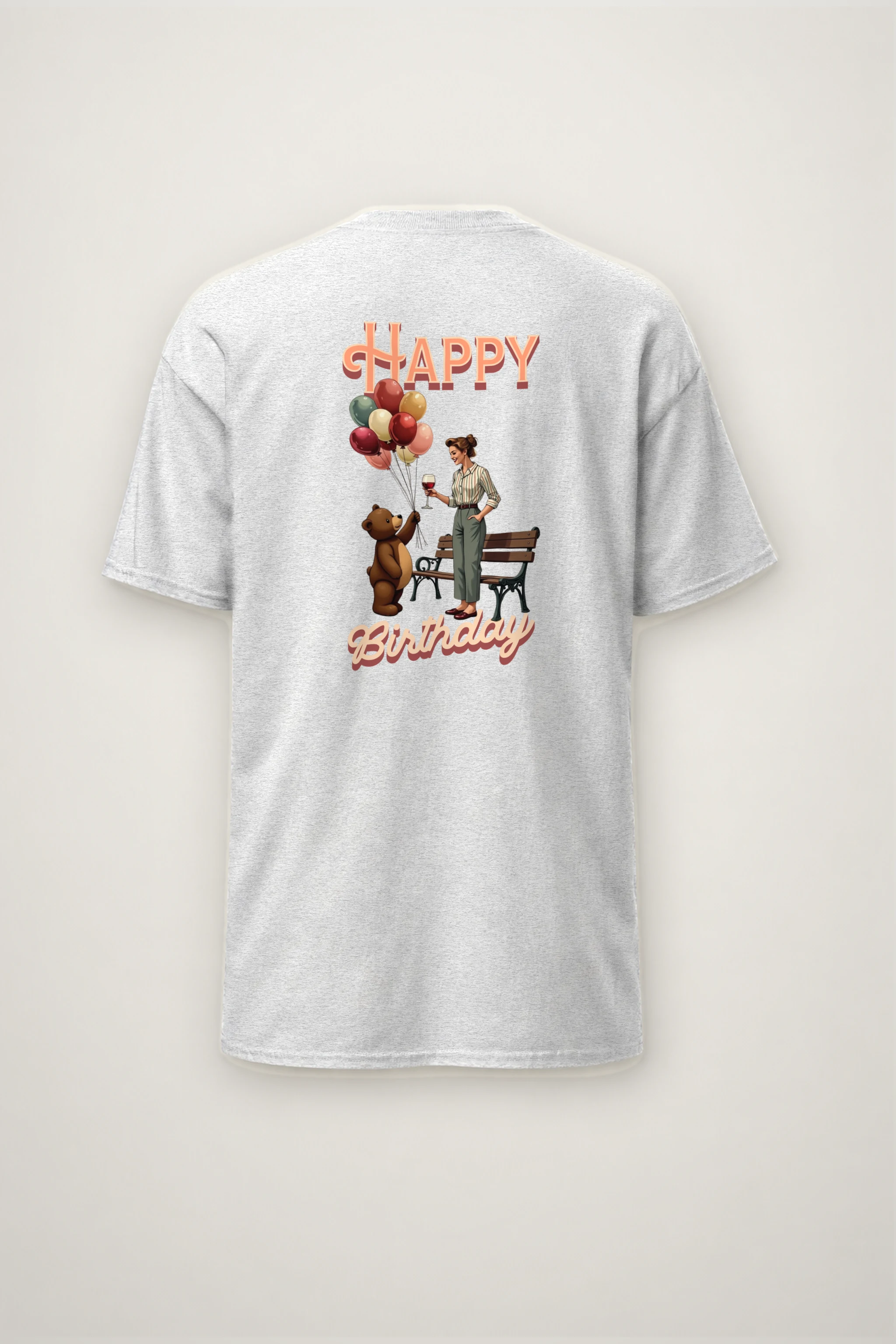 "Happy Birthday Bear" Heavyweight Unisex Crewneck T-shirt
