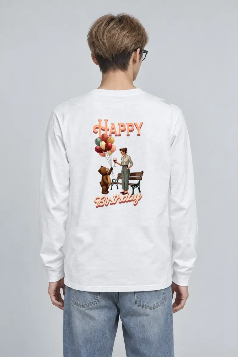 "Happy Birthday Bear" Unisex Longsleeve T-shirt