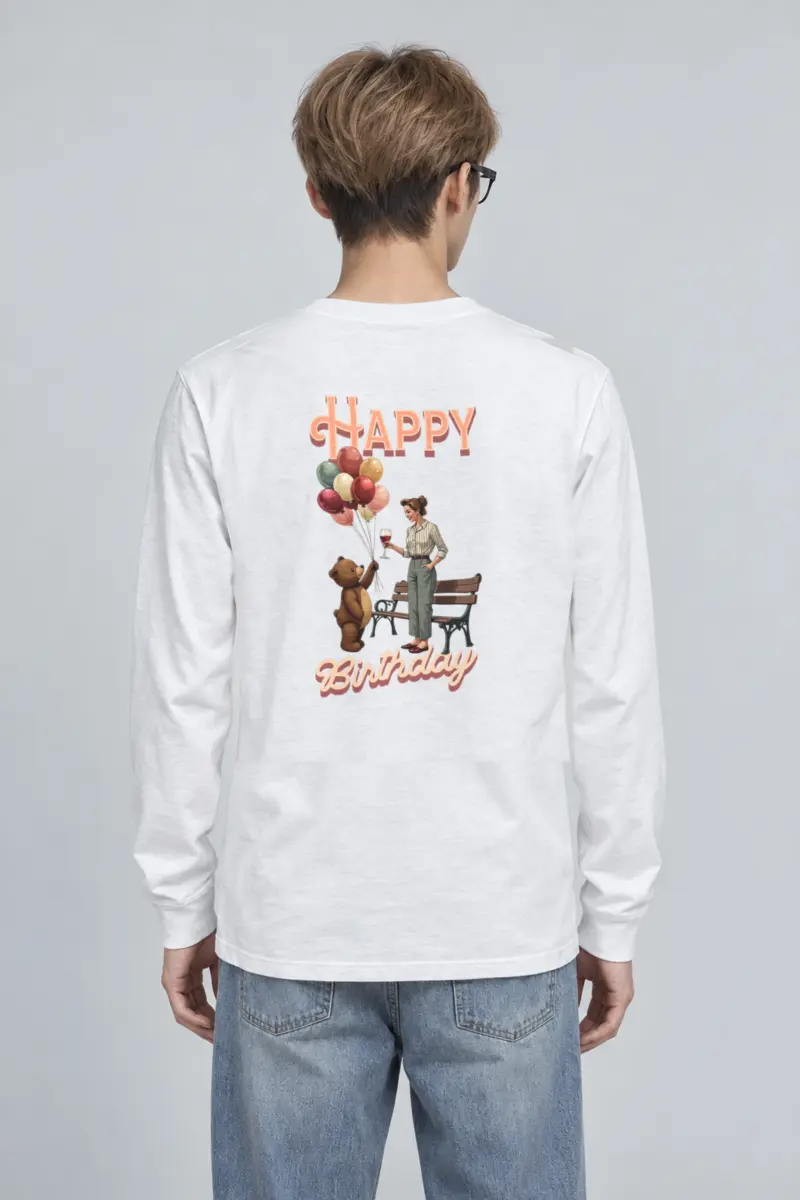 "Happy Birthday Bear" Unisex Longsleeve T-shirt