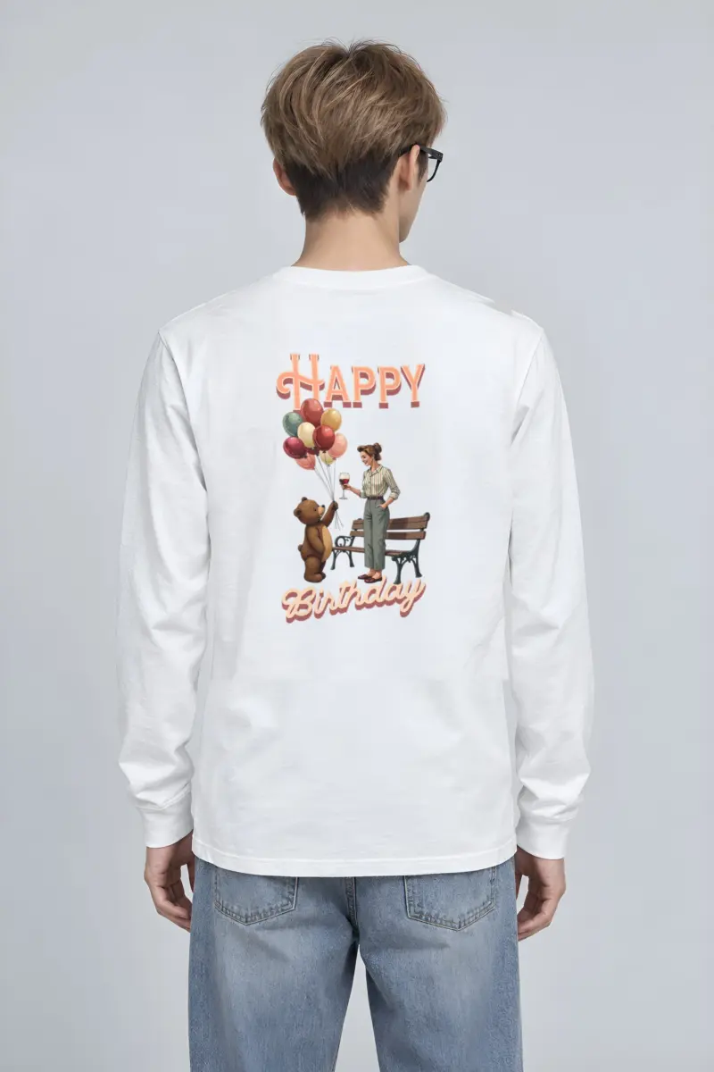 "Happy Birthday Bear" Unisex Longsleeve T-shirt