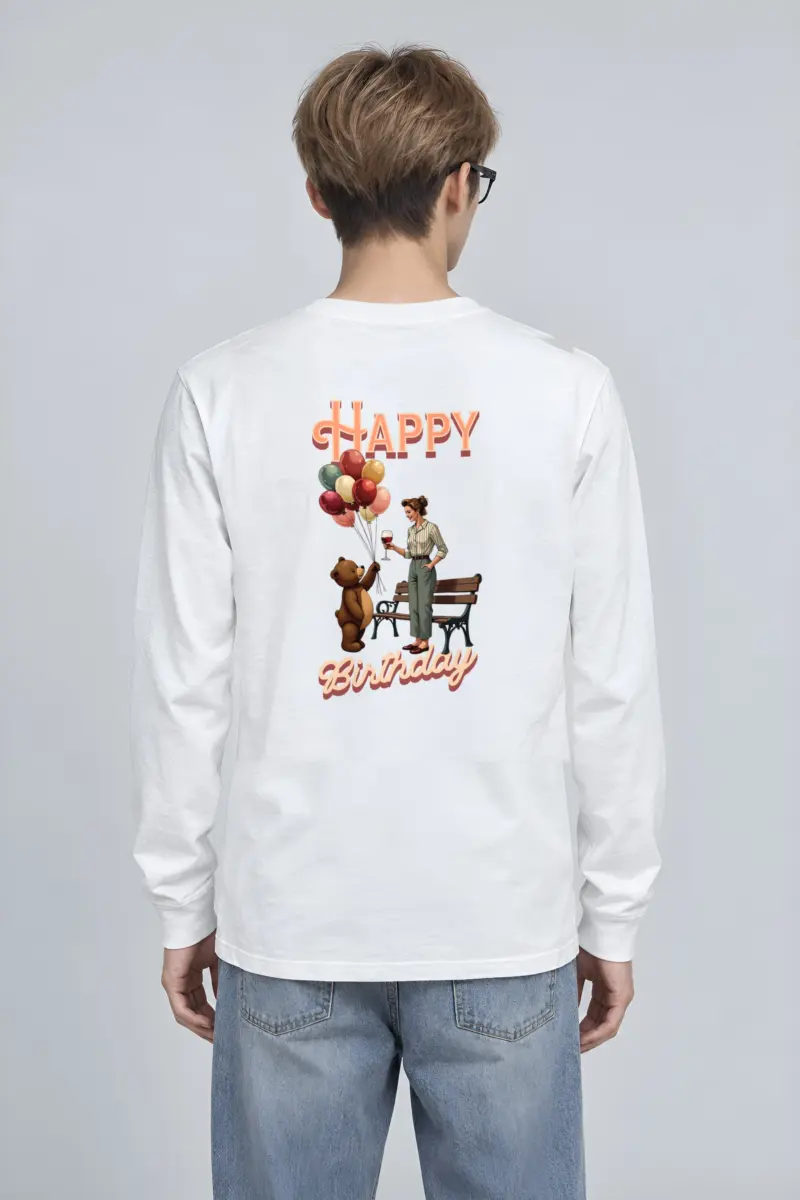 "Happy Birthday Bear" Unisex Longsleeve T-shirt