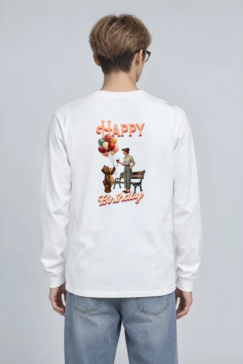 "Happy Birthday Bear" Unisex Longsleeve T-shirt