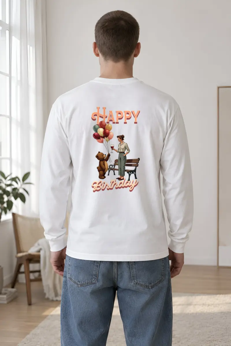 "Happy Birthday Bear" Unisex Longsleeve T-shirt