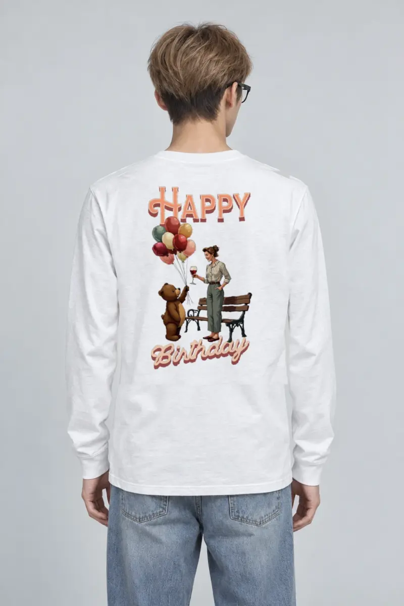 "Happy Birthday Bear" Unisex Longsleeve T-shirt