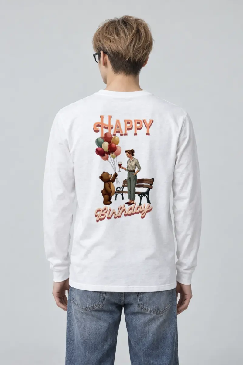 "Happy Birthday Bear" Unisex Longsleeve T-shirt | Gildan 2400