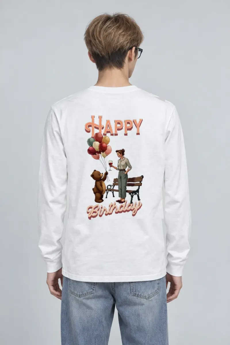 "Happy Birthday Bear" Unisex Longsleeve T-shirt