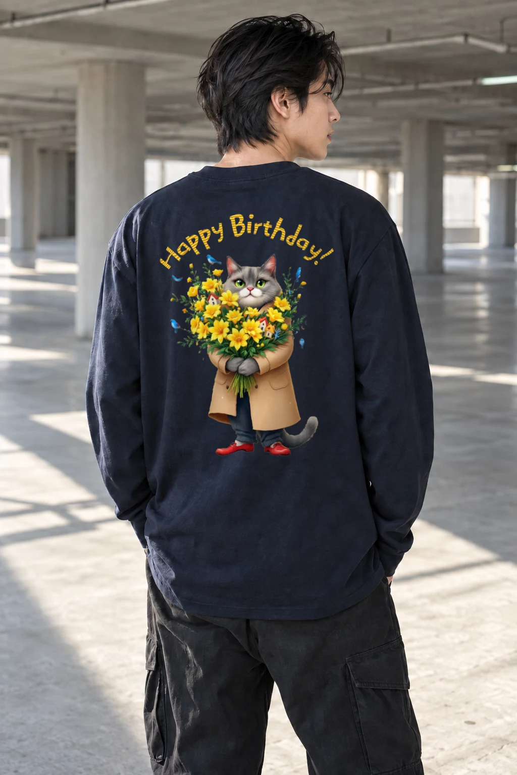 "Happy Birthday Cat" Unisex Longsleeve T-shirt | Gildan 2400