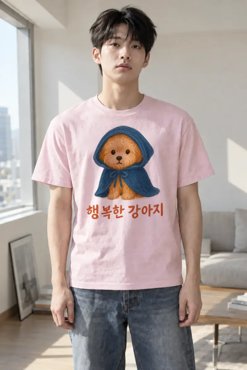 "Happy Puppy" Heavyweight Unisex Crewneck T-shirt | Gildan 5000