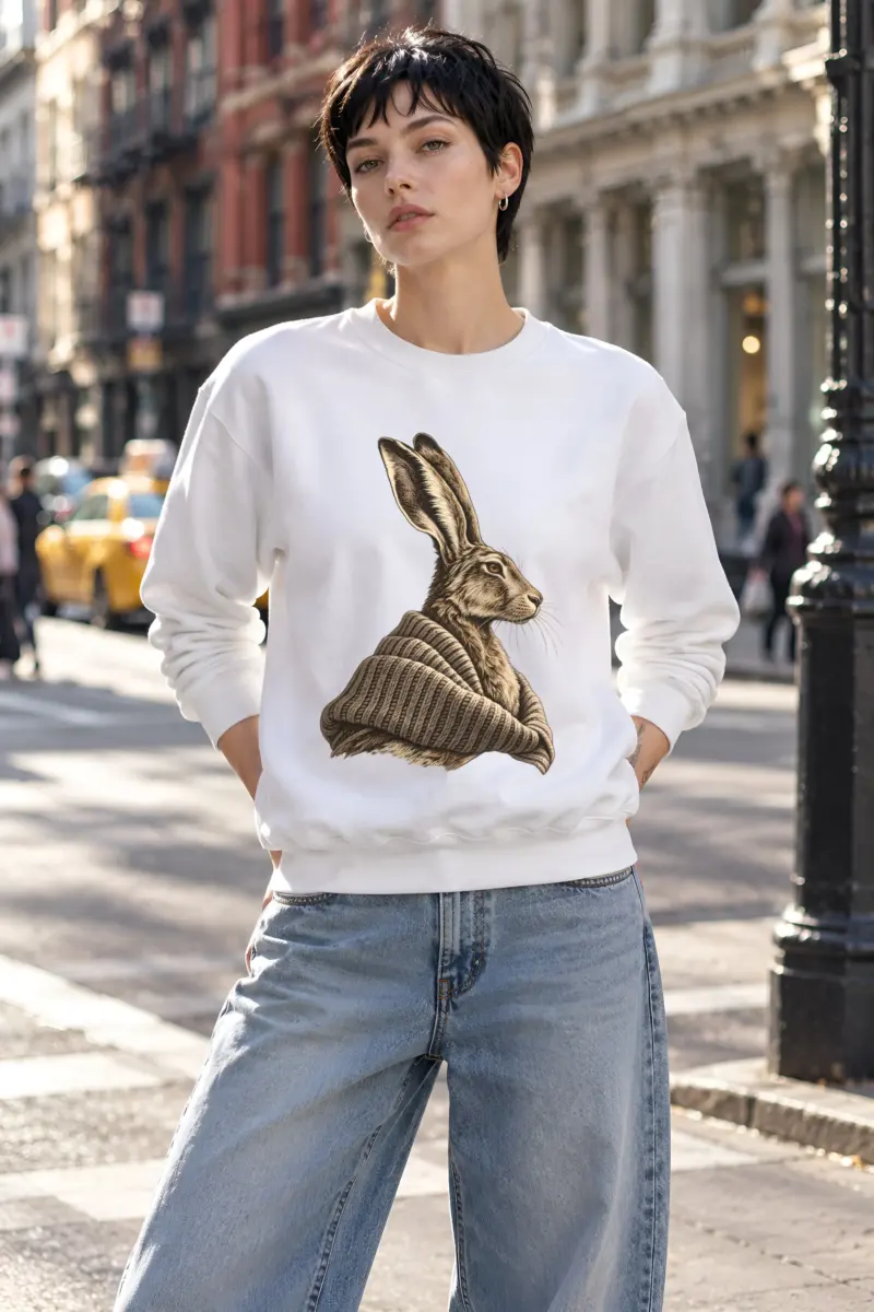 "Hare In Winter Wool" Heavy Blend Unisex Crewneck Sweatshirt