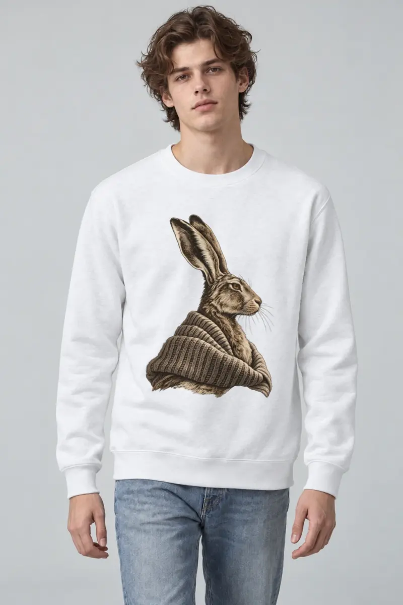 "Hare In Winter Wool" Heavy Blend Unisex Crewneck Sweatshirt