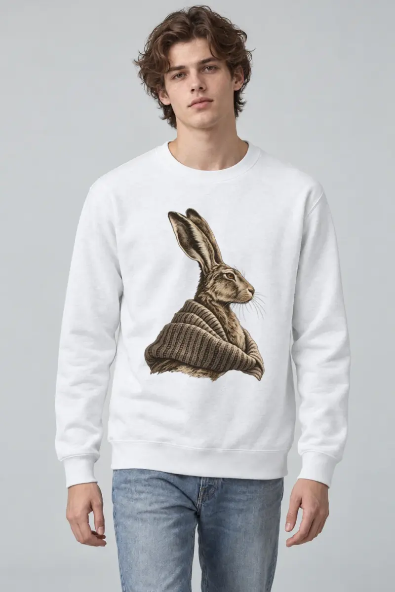 "Hare In Winter Wool" Heavy Blend Unisex Crewneck Sweatshirt