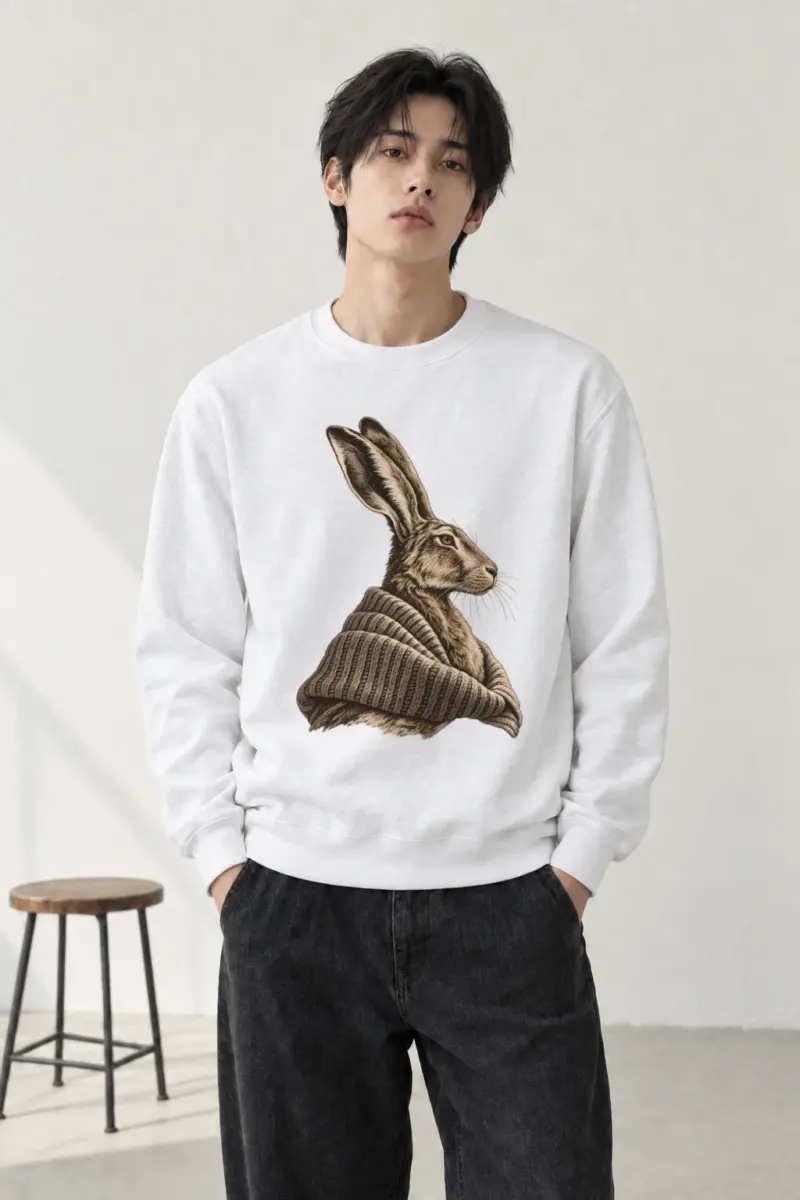 "Hare In Winter Wool" Heavy Blend Unisex Crewneck Sweatshirt | Gildan 18000