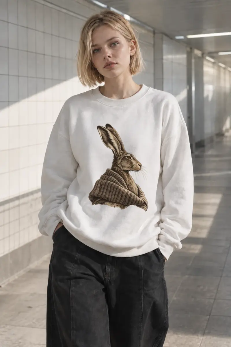"Hare In Winter Wool" Heavy Blend Unisex Crewneck Sweatshirt | Gildan 18000