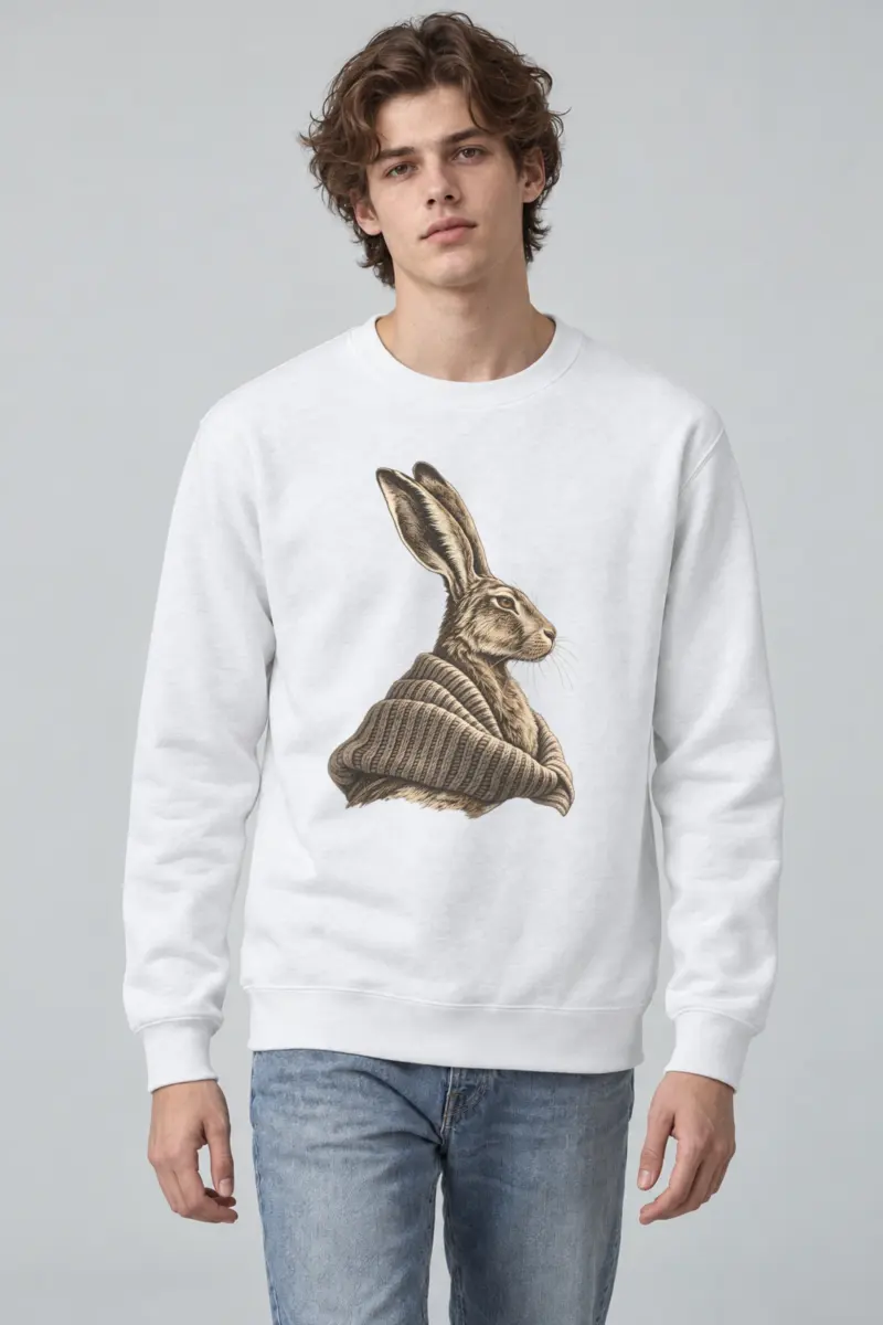 "Hare In Winter Wool" Heavy Blend Unisex Crewneck Sweatshirt