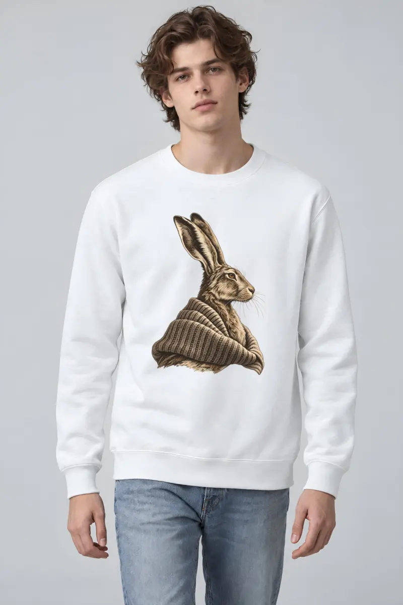 "Hare In Winter Wool" Heavy Blend Unisex Crewneck Sweatshirt