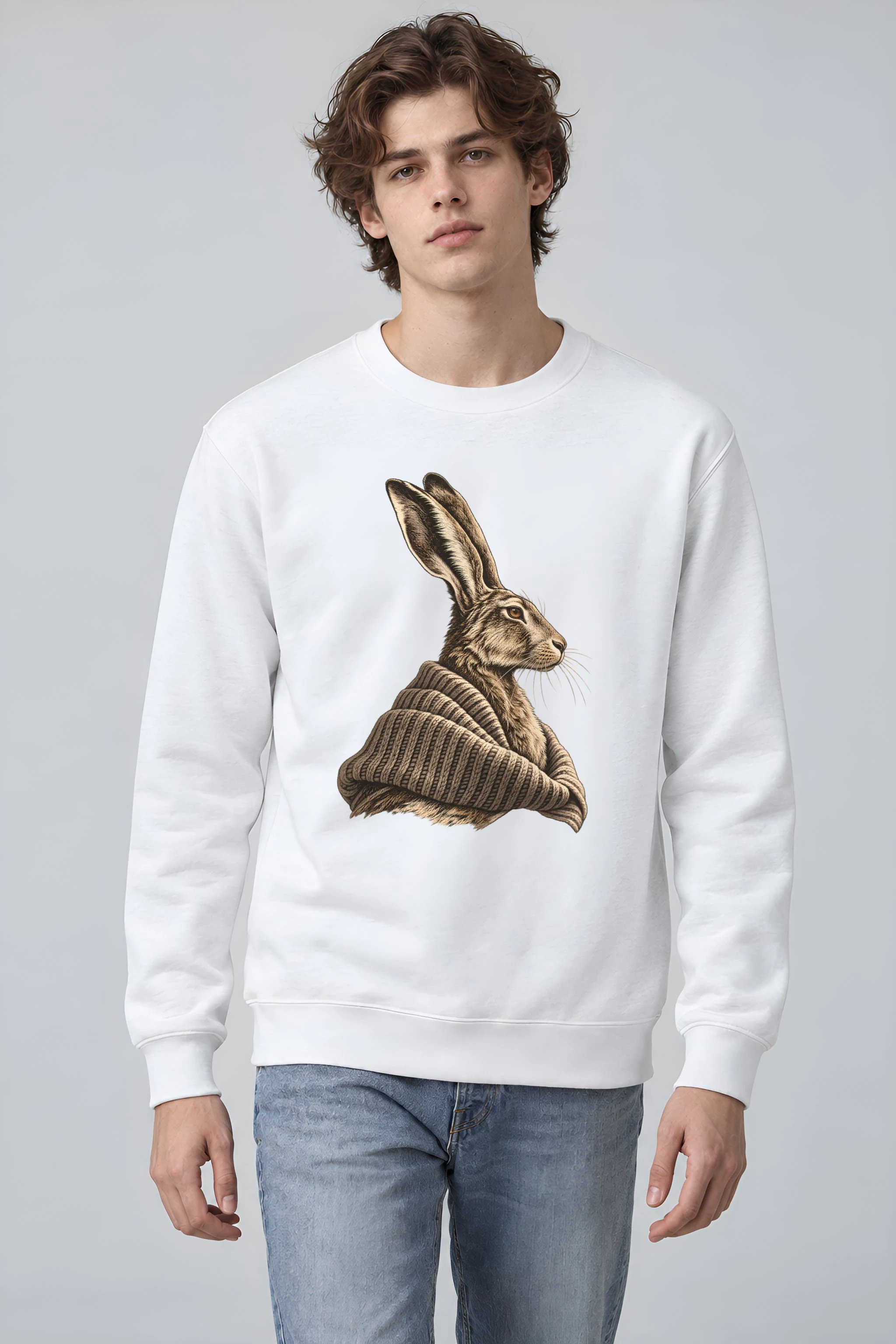 "Hare In Winter Wool" Heavy Blend Unisex Crewneck Sweatshirt